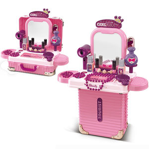 Portable 3-in-1 Suitcase for Girls Makeup Play Toy Set Beauty Salon Carry Case Dresser <strong>Kit</strong> for Children's Pretend Play Beauty - Product Image 1