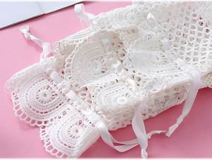 Sac d'emballage de cadeau de bonbons de fête de mariage sacs d'emballage cadeau en <span class=keywords><strong>dentelle</strong></span> blanche broderie à la main pochettes de faveur de Noël - Product Image 6