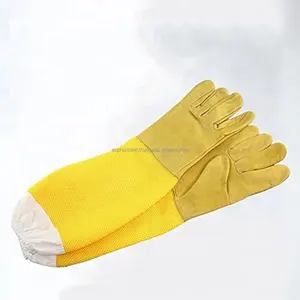 养蜂工具透气蜜蜂皮手套定制尺寸养蜂人保护手套养蜂手套双色