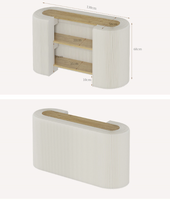 Nouveau Comptoir d'Accueil Pliant Portable Blanc Arc Circulaire, Bureau Mobile pour Réceptions et Expositions