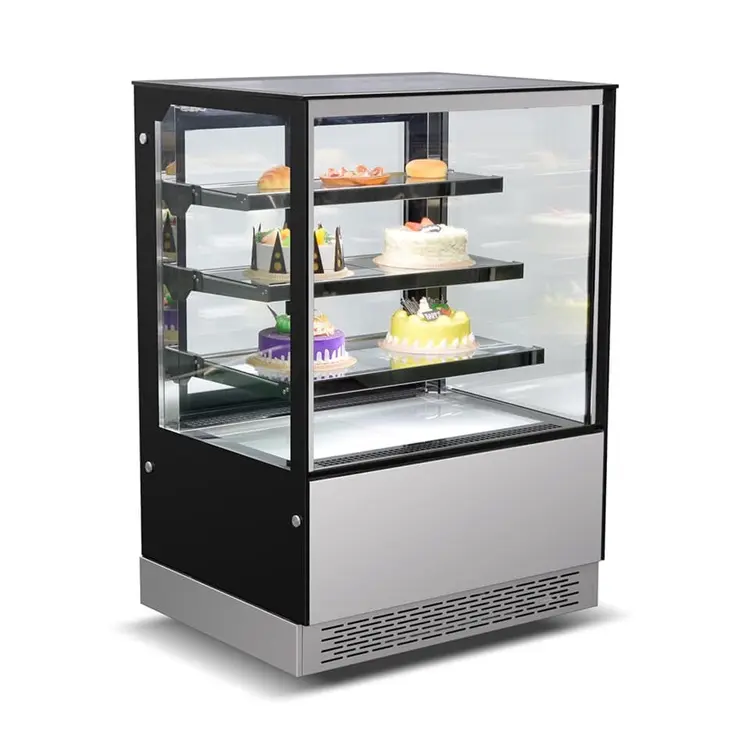 Neues Design 4 Ebenen quadratisches Glas CommerciaL Bakery Cake Display Kühlschrank