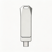 Unidad Flash USB Metálica Giratoria 2 en 1 de Gran Capacidad, 16GB/32GB/64GB/128GB, USB 2.0/3.0 OTG Tipo-C, Garantía de 2 Años