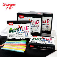Marqueur acrylique permanent GuangNa 48 couleurs avec pointe pinceau ronde de 2 mm pour peinture sur tissu, toile et art sur roche