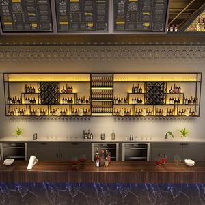 Industriële Stijl Rode Wijn Rek & Likeur Kast Display Muur-Gemonteerde Bar Meubels Voor Restaurant & Thuis Gebruik - Product Image 6