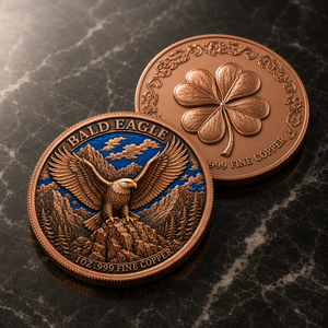 Pièce de monnaie Aigle <span class=keywords><strong>chauve</strong></span> en cuivre pur 999 de 1 oz, motif sommet de montagne et ailes épanouies, médaille de collection artistique - Product Image 4