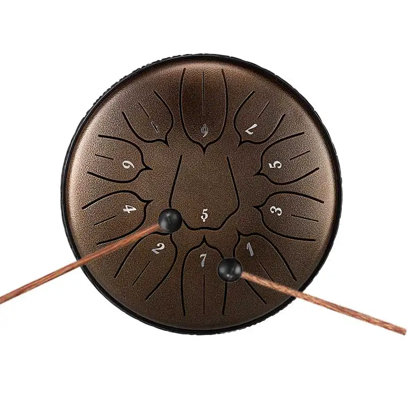 Wholesale 6 Inch 11 Notes Steel Tongue Drum Yoga Percussion Musical Instrument With Drumsticks