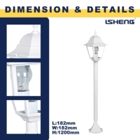 Lampadaire de jardin extérieur en aluminium, étanche IP44, abat-jour en verre, télécommande, intensité variable, LED E27, température de couleur 3000K-6000K