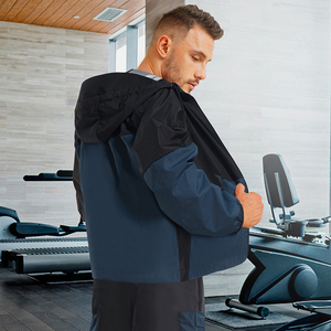 Veste de <span class=keywords><strong>Sauna</strong></span> en argent <span class=keywords><strong>PU</strong></span> enduit Pakken Heren 5 fois, sweat-shirt à fermeture éclair, combinaison de <span class=keywords><strong>Sauna</strong></span> pour homme, perte de poids
