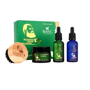 Barba shop Produit de soins de la peau pour hommes kit de toilettage de barbe marque privée Kit d'huile de croissance de barbe