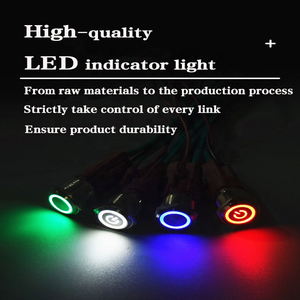 Interruptor de Botón Momentáneo de Metal de 19 mm, 5 Pines, Impermeable, con Anillo Redondo LED e Indicador de Encendido, HSC19F-11EP/<span class=keywords><strong>J</strong></span>/<span class=keywords><strong>H</strong></span>/12V-24V/R - Product Image 3