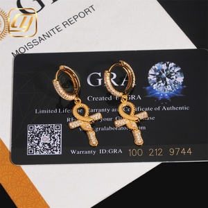 Boucles d'oreilles pendantes Ankh Serpent Croix en Argent 925 et Moissanite, entièrement pavées de pierres, style Huggie Hoop, pour Hommes et Femmes, Bijoux Hip Hop Bling - Product Image 4