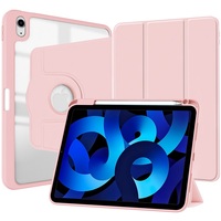 Étui arrière transparent en acrylique rotatif à trois volets en cuir PU pour iPad 10e génération 10,9 2022 avec bord en TPU souple et support pour stylet