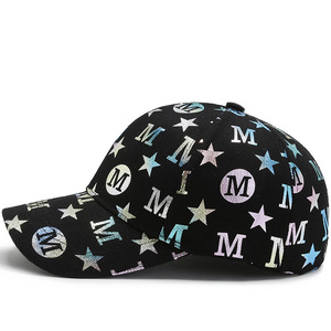 Women's Baseball Cap Spring Autumn Canvas Sun Protection Hat With M Letter And Stars Pattern Fashionable Street Style - Product Image 3