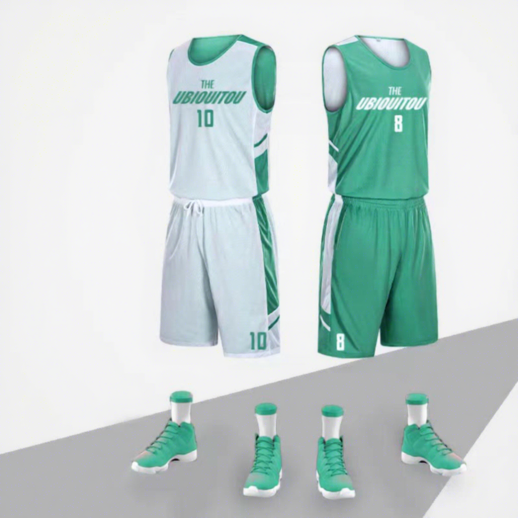 Green and white double-sided wear