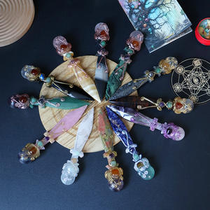 Cristal Curativo Hecho a Mano, Obsidiana Natural, Amatista, Daga Mágica, Varita Mágica, Piezas Talladas, Artículos de Brujería - Product Image 2