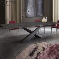 Chine Usine de meubles Table à manger en céramique noire pour Restaurant 1.8m Table de salle à manger en métal pour salle à manger