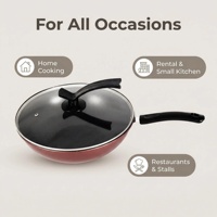 Wok en fer durable de 30 cm (12,6 pouces), poêle à frire en fer raffiné, ustensile de cuisson en fer antiadhésif avec fond plat