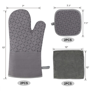 Ensemble de 6 maniques et protège-plats de <span class=keywords><strong>cuisine</strong></span>, gants de four extra longs résistants aux hautes températures avec surface en silicone antidérapante pour la cuisson - Product Image 5