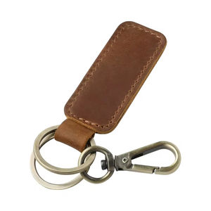 Porte-clés universel en cuir véritable avec impression typographique et forme personnalisée pour hommes et femmes - Product Image 1