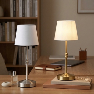 Lampe de table classique de style européen, nordique, moderne et luxueuse, LED, rechargeable par contact, <span class=keywords><strong>abat</strong></span>-<span class=keywords><strong>jour</strong></span> en tissu, modèle haut de gamme sans fil - Product Image 4