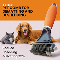 Peigne démêlant double face 2-en-1 Elecpet pour chiens et chats – Outil de toilettage respectueux des animaux pour la perte de poils et l'élimination des nids sous le pelage
