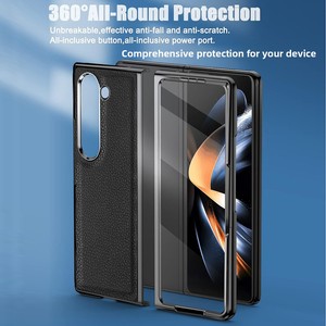 เคสโทรศัพท์แบบพับได้ลดราคา 40% สำหรับ Samsung ZFOLD เคสหนังลายก้อนกรวดเคลือบไฟฟ้าสำหรับ fold3/4/5/6 เคสแบบรวมและ s - Product Image 2