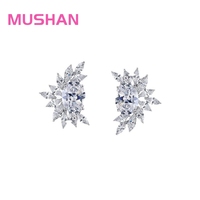 MUSHAN Schmuck Neue Silber S925 Luxus Weiße Hochkarätige Diamant-Ohrringe mit Leichtem Luxus-Charme Eisblumen-Schliff Ohrringe