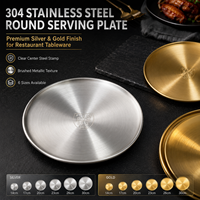 Ronde serveerschaal van roestvrij staal, restaurant, hotel, catering, servies, metalen dinerbord, groothandel, OEM, ODM, op maat gemaakt