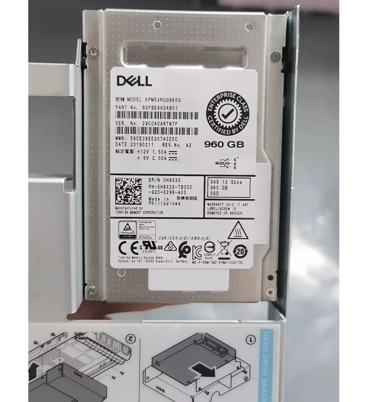 Đối với Dell R540 R650 R750 R550 SSD 0r1nd2 0h8x3x lai trạng thái rắn pm1643 960G SAS SSD
