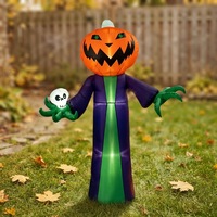 Diable de la récolte gonflable d'Halloween de 2,4 m (8 pieds) avec lumière LED intégrée, décoration extérieure pour jardin avec piquets et cordes, modèle CE RoHS