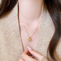 Collier pendentif Zooying en forme de pièce de monnaie de cheval, avec micro-pavé de cristaux, chaîne de pull réglable pour femmes, hypoallergénique
