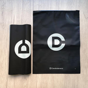 Matte Black & Frosted Custom Printed logo Transparent Poly Packaging for Clothing & Brand Merchandise - Product Image 1