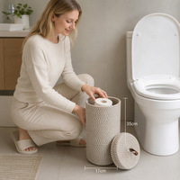 Couvercle de seau de rangement moderne et minimaliste, écologique, en corde de coton pliable, pour panier porte-papier toilette de salle de bain