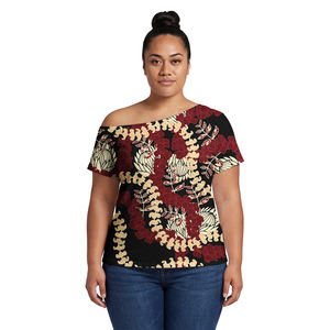 <span class=keywords><strong>เสื้อ</strong></span>ผู้หญิงแบบเปิดไหล่ข้างเดียวสำหรับฤดูร้อน <span class=keywords><strong>เสื้อ</strong></span>ฮาวายลำลองลายพิมพ์ Pua Kenikeni ลายชนเผ่าโพลีนีเซียน <span class=keywords><strong>เสื้อ</strong></span>ยืดชายหาดเซ็กซี่ - Product Image 3