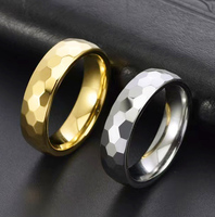 Bijoux Cheng, bijoux vintage, anneaux en carbure de tungstène de 6 mm à 8 mm, surface facettée, plaqué or 18 carats, alliance pour couples