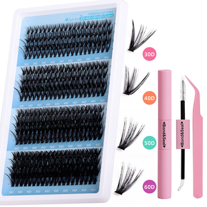 Kit de Pestañas Postizas en Racimo para Volumen, 30D 4D 50D 60D 9-16MM, con Pinzas y Sellador - Product Image 5