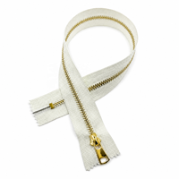 # Cremallera metálica de 5 dientes, chapada en titanio dorado, brillante, con cinta crema para ropa y bolsos