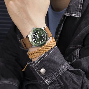<span class=keywords><strong>Orologi</strong></span> da polso con cinturino in vera pelle <span class=keywords><strong>di</strong></span> lusso <span class=keywords><strong>orologi</strong></span> da uomo con accessori per gioielli <span class=keywords><strong>maschili</strong></span> verdi luminosi - Product Image 6