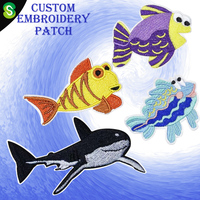 Écussons de broderie poisson organisme marin personnalisés Écusson brodé au fer Chapeau de créateur Vêtements Sac de bricolage Écussons de couture
