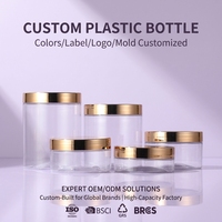Bocaux en plastique transparent PET pour crème glacée 500ml 1000ml avec couvercle coloré pour le stockage de noix, de poudre énergétique, de protéines et de compléments alimentaires