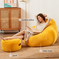 Pouf en velours côtelé LUCKYSAC D45*25cm, chaud, facile à transporter, repose-pieds, canapé rond, repose-pieds supplémentaire, chaise ottoman