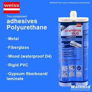 Adhésif polyuréthane PUR bicomposant Weiss sans solvant blanc 600 ml pour le travail, l'emballage, le collage du métal, du PVC rigide, du plâtre et des fibres - Product Image 4