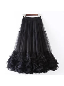 <span class=keywords><strong>Jupe</strong></span> en maille à volants de style swing pour femme, <span class=keywords><strong>taille</strong></span> élastique, <span class=keywords><strong>jupe</strong></span> <span class=keywords><strong>tutu</strong></span> à volants larges en dentelle douce - Product Image 6