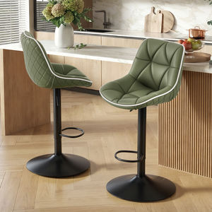 Cómodos Taburetes de Bar Modernos de Piel Sintética para Exteriores, Altura Ajustable, Giratorios 360°, Resistentes al Agua, con Reposapiés Acolchado, para Cocina - Product Image 2