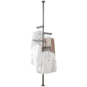 Floor To Ceiling Aluminum Alloy <b>Clothes</b> Drying <b>Rack</b> Single Bar Standing Foldable For Balcony And Bedroom Use - Product Image 2