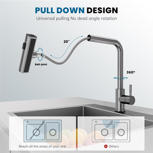 Grifo de Cocina Tipo Cascada <span class=keywords><strong>con</strong></span> Rociador Extraíble, Níquel Cepillado, Grifo de Cocina Giratorio de Acero Inoxidable Sus304 <span class=keywords><strong>para</strong></span> <span class=keywords><strong>Fregadero</strong></span> - Product Image 2