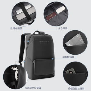 Kingsons Men's Business <b>Backpack</b> 20-35L Lightweight Multi <b>Compartment</b> Laptop Bag Solid Color Black Everyday Use - Product Image 4