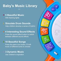 Jouets d'instruments de musique électriques avec 2 baguettes de batterie Beats Flash Light et microphone réglable Ensemble de batterie électrique pour enfants pour bébé
