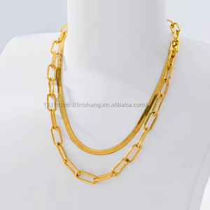 Back <b>Chain</b> Flat Snake <b>Chain</b> Necklace, 18K Gold Plated <b>Copper</b> Jewelry Stainless Steel Jewelry Plus Extension <b>Chain</b> Tanjing - Product Image 3