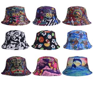 2025 unisexe en plein air été chapeau de soleil nouveau européen américain numérique imprimé pêcheur seau chapeau Double face Graffiti pour hommes - Product Image 2